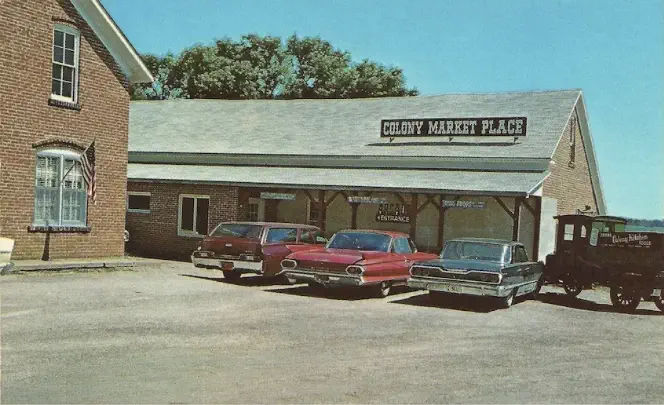 Exterior view of Colony Market Place from the past